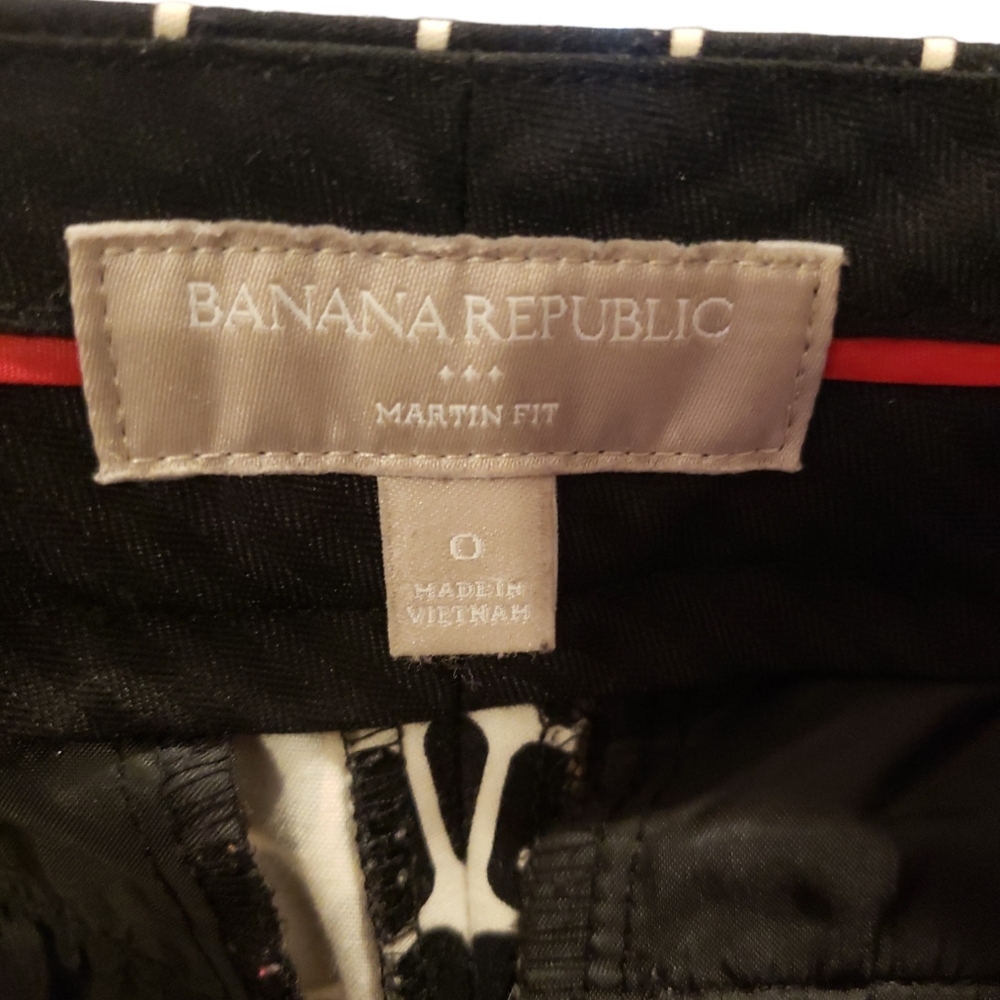 Banana Republic Women's Size 0 Martin Fit Black and White Checkered Trousers - Picture 6 of 8